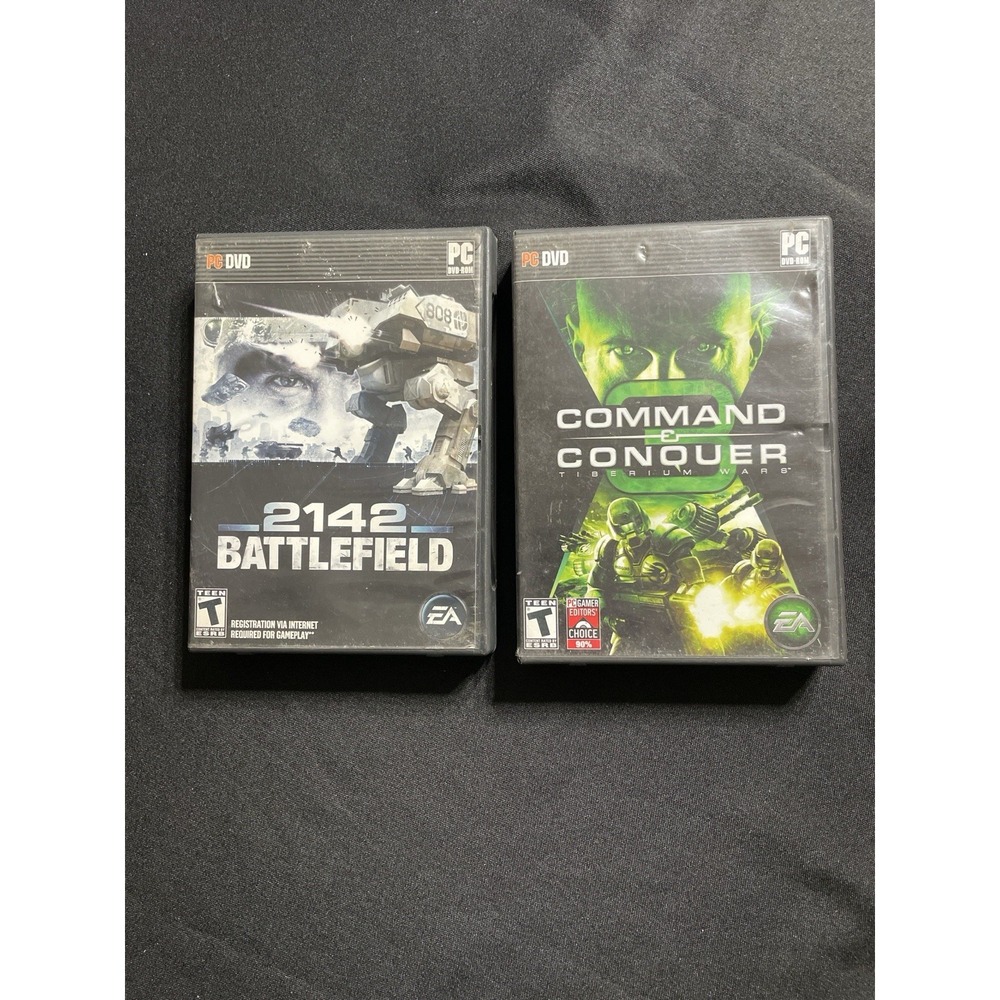 Battlefield 2142 + Command & Conquer 3 PC DVD Lot Complete w/ Manuals EA Games